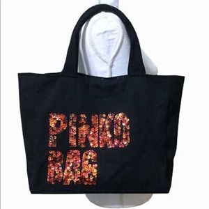 Pinko Italy Sequin Signature Large Shopper Tote Canvas Ltd Edition Vintage, NWOT